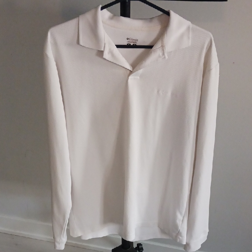 Columbia Men's Cream Long Sleeve Polo